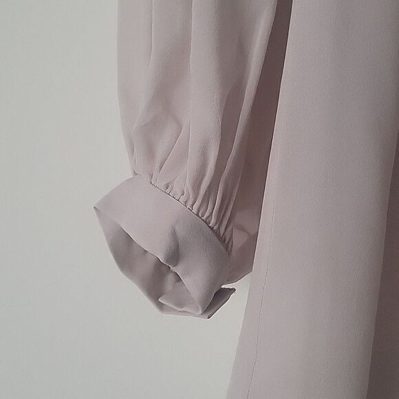 NWT Jeunesse Silk XS Gray Blouse Coquette Long Romantic Chiffon Sheer Modest - Picture 3 of 14